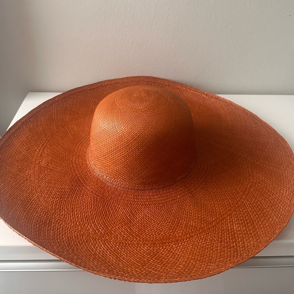 Elegant Orange Wide-Brimmed Hat - size 57